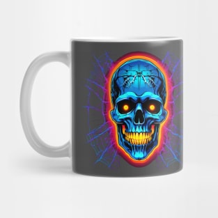 Neon skull with spider webs Mug